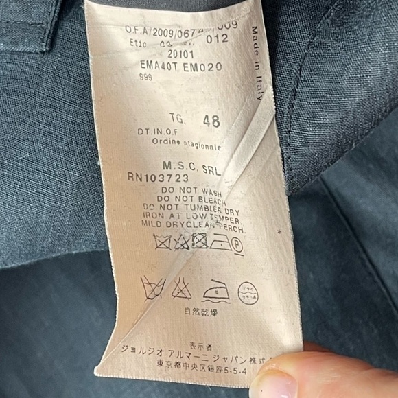 ARMANI COLLEZIONI LINEN BUTTON DOWN BELTED SAFARI STYLE BLACK SHIRT DRESS - Picture 15 of 15